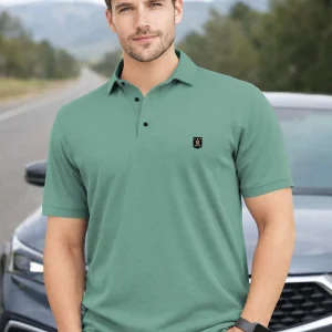 VeBNoR Men Solid Polo Neck Polyester Light Green T-Shirt