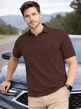 VeBNoR Men's Solid Grey Polo Neck Regular Fit Polyester T-Shirt - Image 2